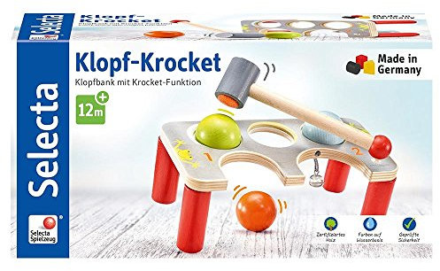 Selecta 62060 Klopf-Krocket, Klopfbank aus Holz, bunt, 22 cm