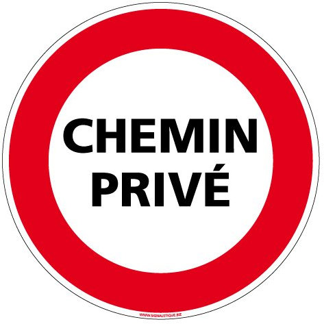 Signalétique.biz France - Panneau - Chemin Privé - Plastique rigide PVC 1,5 mm - Diamètre 350 mm - Protection Anti-UV