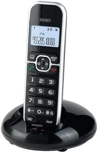 SAIET - Telefono Cordless Casa e Ufficio 3660 LEM - con Vivavoce e Audio Amplificato - con Tasti Grandi e Schermo Intuitivo