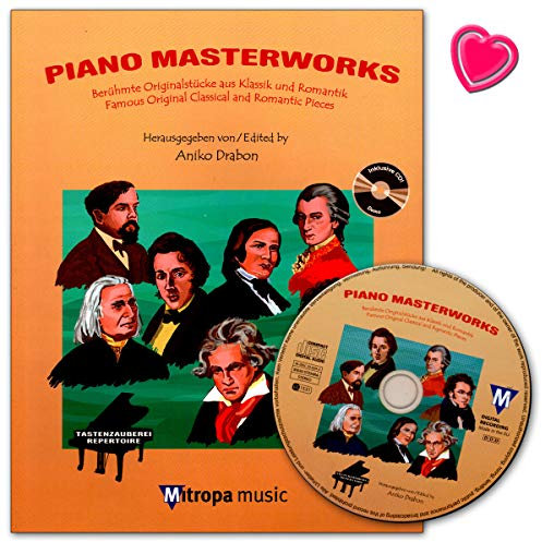 Piano Masterworks - Berühmte Originalstücke aus Klassik und Romantik - Autor: Aniko Drabon - Notenbuch mit CD und bunter herzförmiger Notenklammer / 1956-13M ISBN: 9789043137546