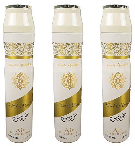 Ard Al Zaafaran Room Spray Air Fresheners Oud/Musk/Woody/Rose Scent Perfume for Home/Car/Office Pack of 3Pcs of 300ml Sprays from UAE (Oud Mood)