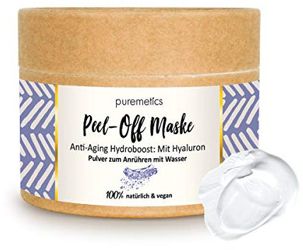 puremetics Peel-Off Maske Hyaluron (65g = 7 Anwendungen) für trockene, müde & reife Haut | Anti Aging Hydroboost Zero Waste | 100% natürlich, vegan & plastikfrei | Naturkosmetik ohne Plastik