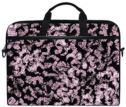 Moyyo Leopard Print Animal Watercolor Effect Laptop Bag Laptop Case with 3 Compartment Shoulder Strap Handle Canvas Computer Bag Personalised for Women Men Kids Girls Boys 15 inch