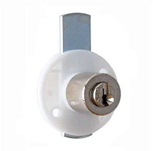 Serrure avec cylindre. Application pour meubles. Laiton nickelé art. 2130BI