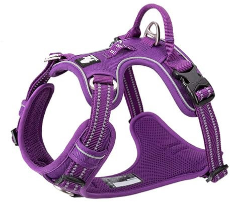 TRUE LOVE Pettorina per cani No Pull Nylon Riflettente Pet Harness Regolabile Comodo Controllo Step-in Colori Brillanti Truelove TLH56512 (M, Viola)