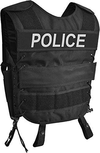 normani Taktische SWAT Weste mit Pistolenholster und abnehmbarem Schriftzug auf dem Rücken Farbe POLICE Größe XL-XXL