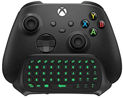 TiMOVO Xbox One Mini Tastiera, Keyboard Retroilluminazione con Layout Americano QWERTY, Chatpad 2.4G Ricevitore Wireless con Cuffia e Audio Jack per Xbox One S/Xbox One Elite Controller, Nero