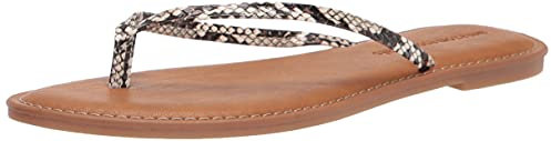 Amazon Essentials Sandale Tong Femme, Noir Blanc Imprimé Serpent, 37.5 EU Large