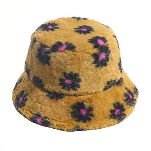 YAMEE Winterhut für Damen, warme Mütze, niedliches Muster, Kunstfell, Fischermütze, 1003, Gelb, Einheitsgröße