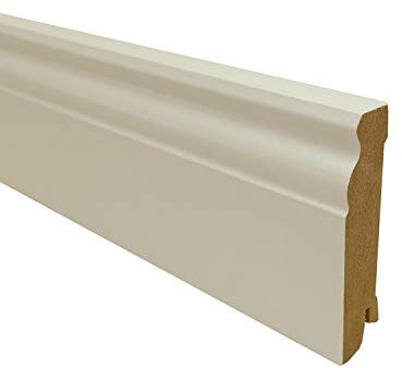 TRECOR® Hamburger Sockelleiste Alt Berliner Profil MDF Fussbodenleiste Fußleiste Folie weiß Länge: 2400 mm (Sockelleiste | Höhe: 80 mm)
