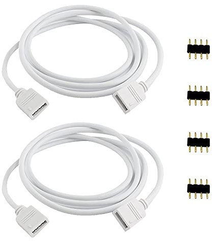 Aroidful 2 Pezzi Cavo Prolunga per Strisce LED RGB 4 Pin Prolunga Nastro LED Cavo Estensione Banda LED Cable Estensore Connettore per Strisce SMD RGB 5050 3528 2835, Bianco(1M)