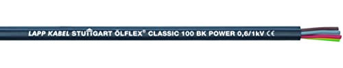 Lapp 1120470 Ölflex Classic 100 Câble de commande en PVC 0,6/1 kV 4 x 2,5 mm² avec conducteur de protection vert et jaune I Câble de raccordement 4G2,5 I Câble UV noir 4 fils I Câble pour l'extérieur