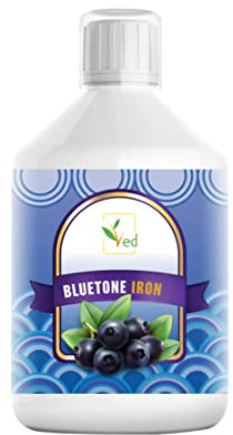 Liquid Iron Supplement - Bluetone, Suitable for Vegans and Vegetarians, Iron Supplement, Natural Iron in Mixed Fruit Flavor - 500 ml, 15 ml dose per Day, 33 doses