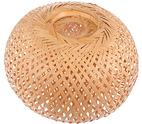 VOSAREA Rattan Lampenschirm Vintage Tischlampenschirm Geflochtene Stehlampe Ersatzschirm Lampe Ersatzlampenschirme für Pendelleuchte Wandlampe Tischlampe Deckenleuchte Schirm