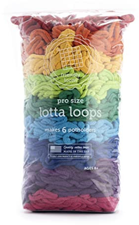 friendly loom Quality Cotton Weaving Loops in Rainbow Colors – 10” PRO Size | Weave 6 Functional Potholders | Made in The USA