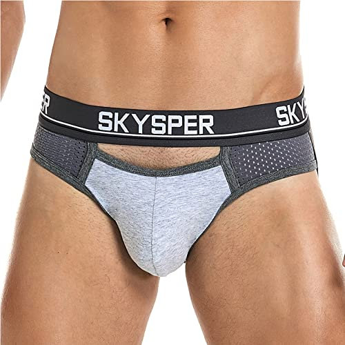 SKYSPER Men's Jock Strap Athletic Supporter For Men Sexy Jockstrap Male Underwear, 25SK-Grey, Small
