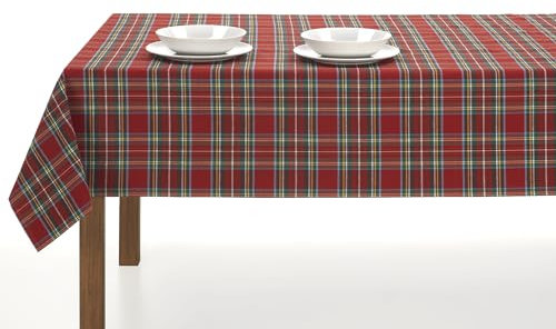 LAN&LAN - tischdecke Weihnachten, für große rechteckige Tische, weihnachtstischdecke große Karos mit DREI verschiedenen Größen zur Auswahl (große Quadrate, 140 x 350)
