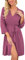PrinStory Women Robes Lightweight Dressing Gowns Soft Kimono Robes Short Sleepwear Casual Knit Bathrobe Ladies Loungewear Homewear (Purple Red, M)