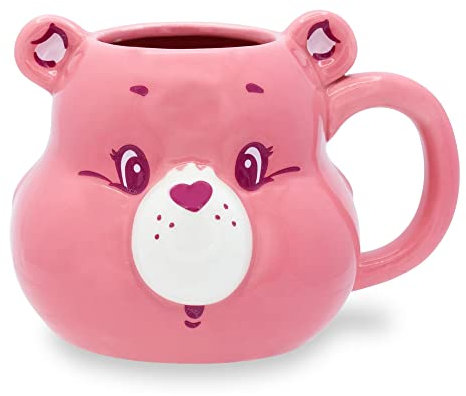 Silver Buffalo Care Bears - Taza de cerámica esculpida en 3D con diseño de oso animador | Taza de café grande para cacao, té | Capacidad para 20 onzas