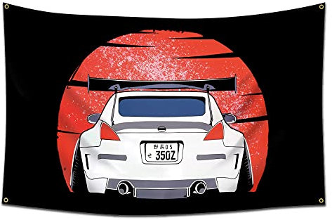 Kasflag Flagge, kompatibel mit Vintage JDM GTR für Fans (90 x 150 cm, strapazierfähig, langlebiges 150D Polyester) Messingösen Banner für den Außenbereich, Männerhöhle/Garage