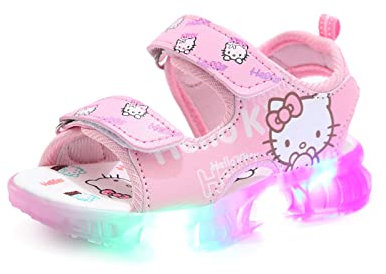 IRON JF Leuchtschuhe Mädchen Strandsandalen Sonnenschein Strand Schuhe Kinder LED blinkende Schuhe Klettverschluss Sandalen offener Spitze für Sommer (Color : Rosa, Size : 24 EU)
