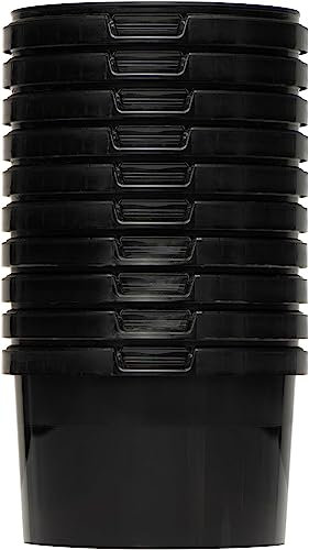 BenBow Eimer mit Deckel 0,5l schwarz 10x 0,5 Liter - lebensmittelecht, stabil, luftdicht, auslaufsicher, geruchsneutral - Aufbewahrungsbehälter aus Kunststof - leer