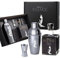 Glory of Silence Geschenkset: Black Gin 0,5 l & Cocktail Shaker Set in schwarzer Geschenkbox | Geschenk Box mit fruchtigen Noten aus Holunderblüte und Brombeere