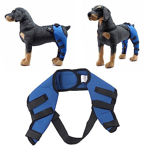 Tnfeeon Kniestütze für Hunde, Beinstütze bei Bandverletzungen, Gelenkschmerzen und Muskelkater, Verstellbare Hintere Unterstützung für Kniescheibenluxation (HJ27 Hinterbeine blau)