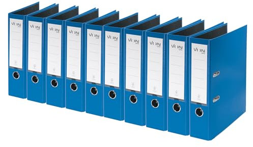 VON Leitz Ordner A4, 10er Pack, Karton mit Kunststoffeinband, 80 mm Rückenbreite, Für 600 Blatt, Blauer Engel & FSC-zertifiziert, Für Schule, Studium & Zuhause, Blau, 10550035