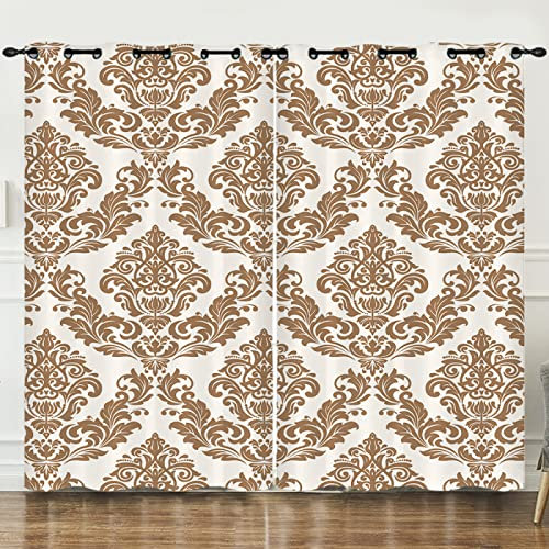 Gardinen Beige Braun Retro Vorhänge Schallschutz Verdunklungsvorhänge Vorhang Blickdicht Curtains Schlafzimmer Gardinen Wohnzimmer Gardinen mit ösen 2 Tabletten Thermovorhang 2x75x166cm