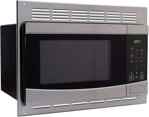 Rugged Trail Products Horno Microondas de Acero Inoxidable con Plato Giratorio para Caravana, 1.0 Pies³, Incluye Kit de Molduras para Fácil Instalación y Acabado Elegante