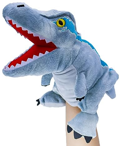 lilizzhoumax Velociraptor Kuscheltier, Simuliertes Tier Dinosaurier Handpuppe aus Plüsch, Kawaii Niedliches Rollenspiel, interaktives Früherziehungsspielzeug für Kinder, Geschenk für Kinder