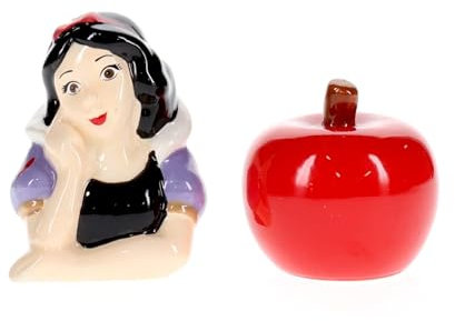 Disney Snow White and Apple - Juego de 2 saleros y pimenteros de cerámica, dispensador de especias