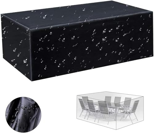 KDOVOKD Gartenmöbel Abdeckung 400x200x100cm(LxBxH),Schutzhülle für Garten-Tische und Möbel-Gruppen - Wasserdicht und UV-stabilisiert- Premium Abdeckhaube Abdeckung Abdeckplane aus 420D Oxford Gewebe