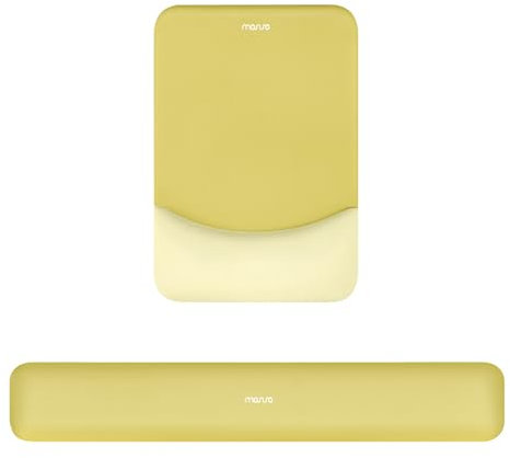 MOSISO Wrist Rest Support for Mouse Pad&Keyboard Set, Rectangular Ergonomic Mousepad Non-Slip Base Home/Office Pain Relief&Easy Typing Pad with Neoprene Cloth&Raised Curved Memory Foam, Yellow