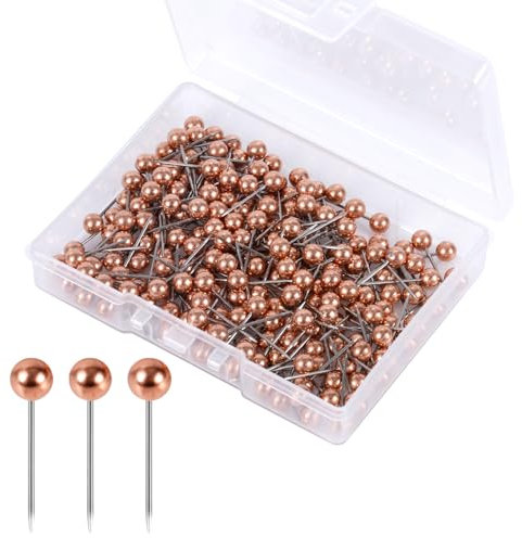 200 Pcs Map Pins, Push Pins Map Tacks Push Pins Small Round Head Push Pins Rose Gold Marking Pins for Bulletin Board Fabric Marking Photo Wall Production