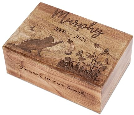 Personalisierte, handgefertigte Holzurnen für Hundeasche – individuelle Kremationsurne für Haustiere – klein (15,2 x 10,2 x 7,6 cm) für Hunde, Katzen und Haustiere bis zu 18 kg (40 lbs) – Gedenkurne
