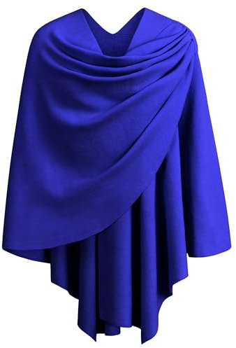 PULI Damen Poncho Schal Cashmere Feeling Strick Cape Cardigan Für Frauen Geschenk Für Mutter Klein blau
