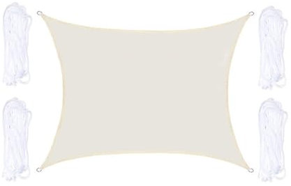 Folpus Vela ombreggiante Parasole Facile da installare, Rettangolare, Copertura per Esterni, ombrelloni per parchi, Piscine, Spiaggia, Campeggio, Beige