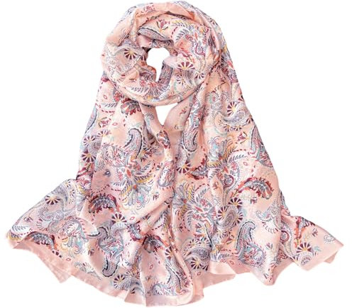 MEDUOLA Femmes Soie Foulards La Mode élégant Echarpes Extensible Doux Châle (Rose)
