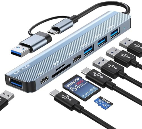 USB C Hub 8 in 2 USB C Verteiler, Multiport Adapter M-acbook USB Adapter, USB Hub USB C mit SD&TF Kartenleser, USB 3.0&USB 2.0 Ports, 3.5mm Audio Anschlüsse, USB C Hub 3.0 für MacBook, Galaxy, iPad