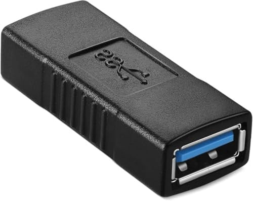 TECHZOCO Empalme USB, Adaptador acoplador USB, Adaptador USB A Hembra a Hembra, Transferencia de hasta 5 Gbps, Empalme Cable, Conector USB 3.0 Hembra a Hembra, Negro