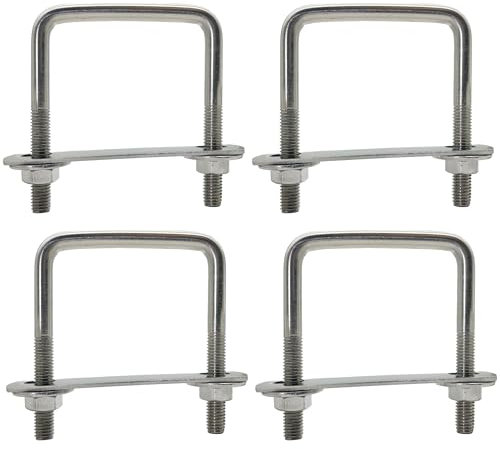 duoyif Boulons En U Carré M8 60mmx80mm U-Bolts M8, Diamètre intérieur 60mm, U-Boulons En Acier Inox Avec écrou Et Plaque De Cadre, Boulon En U Pour Fixation De Planches Et Tuyaux (M8-60x80mm)