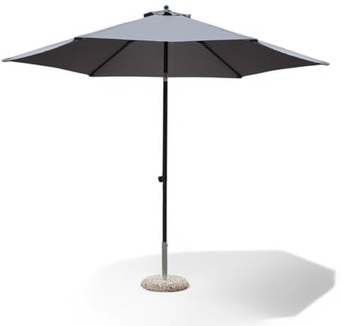 Briconess.com Ombrellone da giardino quadrato 2x2 mt nero con palo centrale grigio in alluminio e telo in poliestere 4 stecche