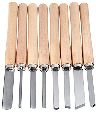 Inscrip HSS Holz Drehmeißel-Set, 8 Stück Drechselwerkzeuge Holzschnitt Meißel-Set, Holzbearbeitungswerkzeuge und Zubehör, 25-Grad-Präzises Schärfen, für Holzschnitzereien Anfänger und Hobby Drechsler