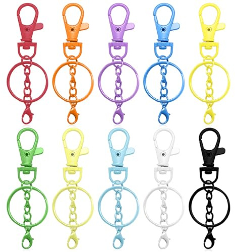 Anello portachiavo, 50 pezzi, Portachiavi a moschettone, Attacco portachiave, Keychain, Moschettone per fai da te