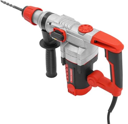 Bohrhammer, 2200W 220V Abbruchhammer mit Zubehör, 3 in 1 Funktionen, Meißel und Koffer, Drehbarer Sub-Griff, 930 U/min Hammer Drill für Bohren, Schlitzen