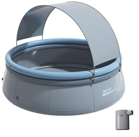 ZAMETTER Aufblasbare Schwimmbäder, faltbar, automatisch, aufblasbar, tragbar, große Kapazität, selbstaufblasender Pool, Garten, aufblasbare Familien-Schwimmbäder mit Schattendach (2,4 m)