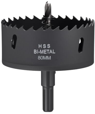 CoCud 3-5/32 80mm Hole Saw M42 Bi-Metal Hole Cutter for Metal Black | Hex Shank Drill Bit with Spring Cutting Tool for Thick Board Alloy Steel Plate