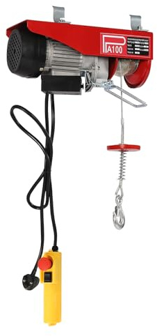 DunleyMin 220V 480W Electric Winches Overhead Electric Hoist Lift Anti-Rush Top Limiter with 2 Lifting Straps, Hook, 2 Mounting Clamp Brackets for Garage, Warehouses